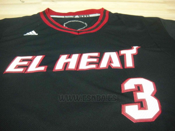 Camiseta Noches Enebea Miami Heat Dwyane Wade #3 Negro
